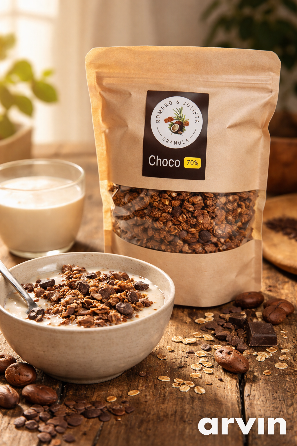 Granola Noir Romero & Julieta en un ambiente wellness contemporáneo