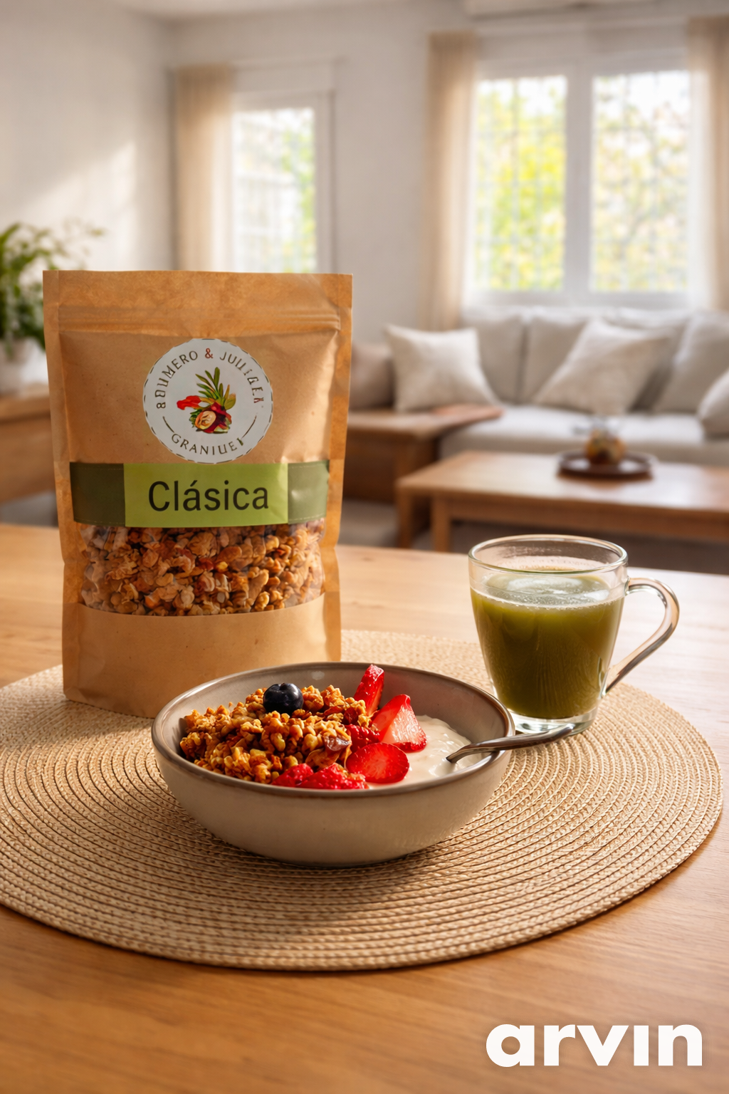 Granola Original Romero & Julieta servida en un desayuno elegante