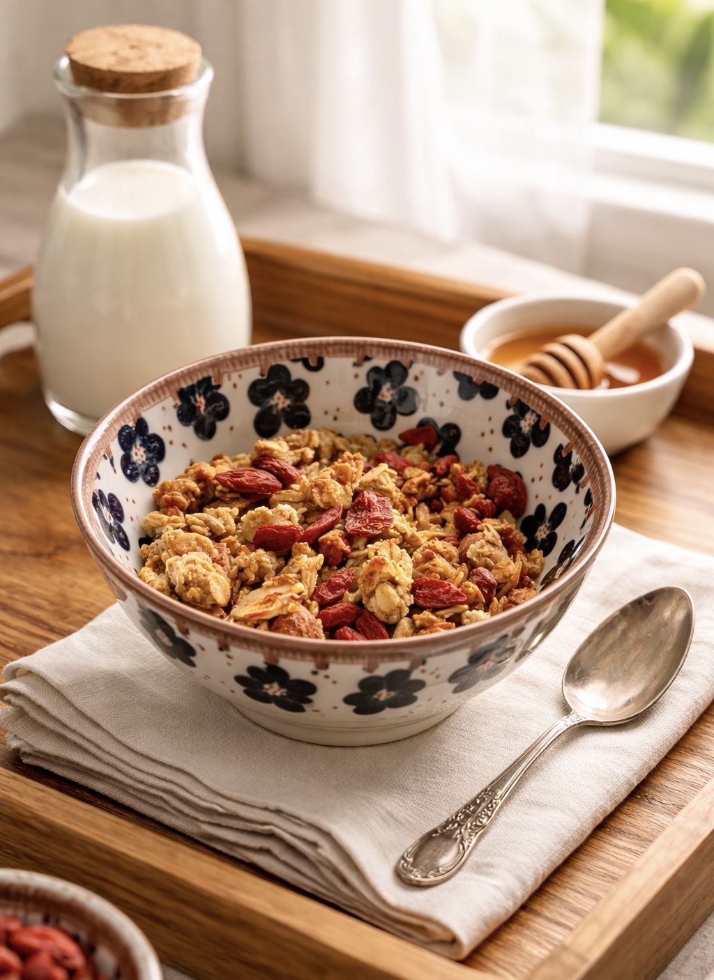 Granola en un entorno wellness luminoso